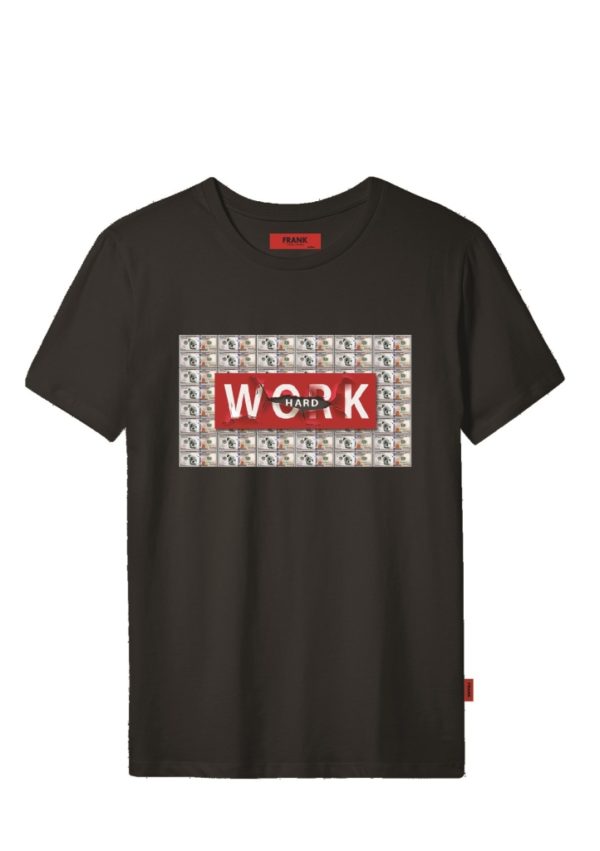 Pánské tričko John Frank JFTCOOL25 WORK HARD XL Černá