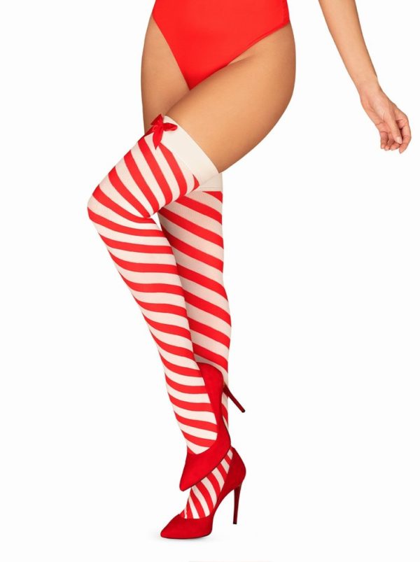 Vánoční punčochy Kissmas stockings - Obsessive L/XL Červená