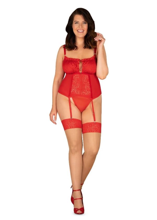 Okouzlující punčochy Blossmina stockings - Obsessive Červená 6XL/7XL