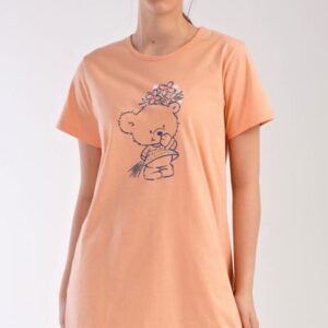 Dámská noční košile s krátkým rukávem Vienetta Secret Méďa s kytkou