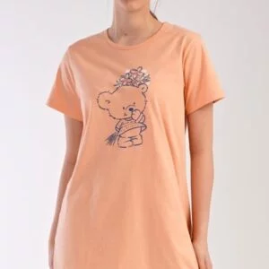 Dámská noční košile s krátkým rukávem Vienetta Secret Méďa s kytkou