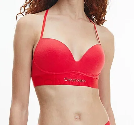 Dámská push-up bezkosticová podprsenka Calvin Klein QF7054E červená