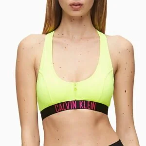 Dámské plavky Calvin Klein KW01048 ZIP BRALETTE neon zelená