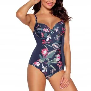 Dámské nadměrné plavky AVA SKJ-47 NAVY FLOWERS MAXI