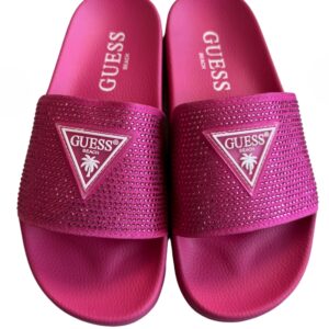 Dámské nazouváky GUESS E4GZ25 růžové s kamínky