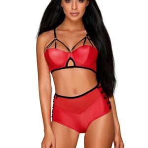 Dámská souprava Obsessive Leatheria set červená