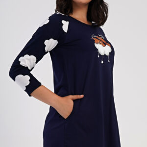 Dámské domácí šaty s tříčtvrtečním rukávem Vienetta Secret Méďa na obláčku